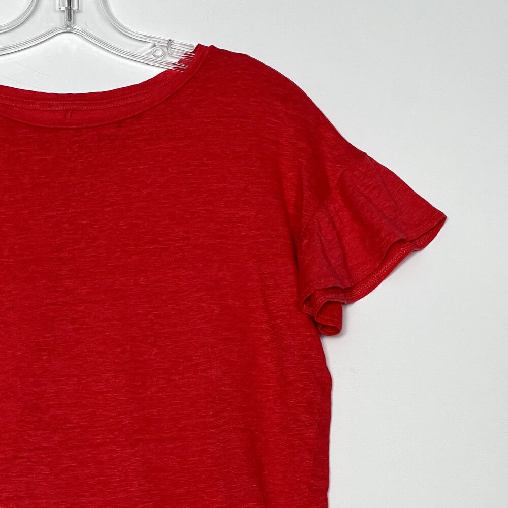 Ann Taylor LOFT Linen Ruffle Sleeve Cropped Tee Pink Womens Small - Picture 7 of 10